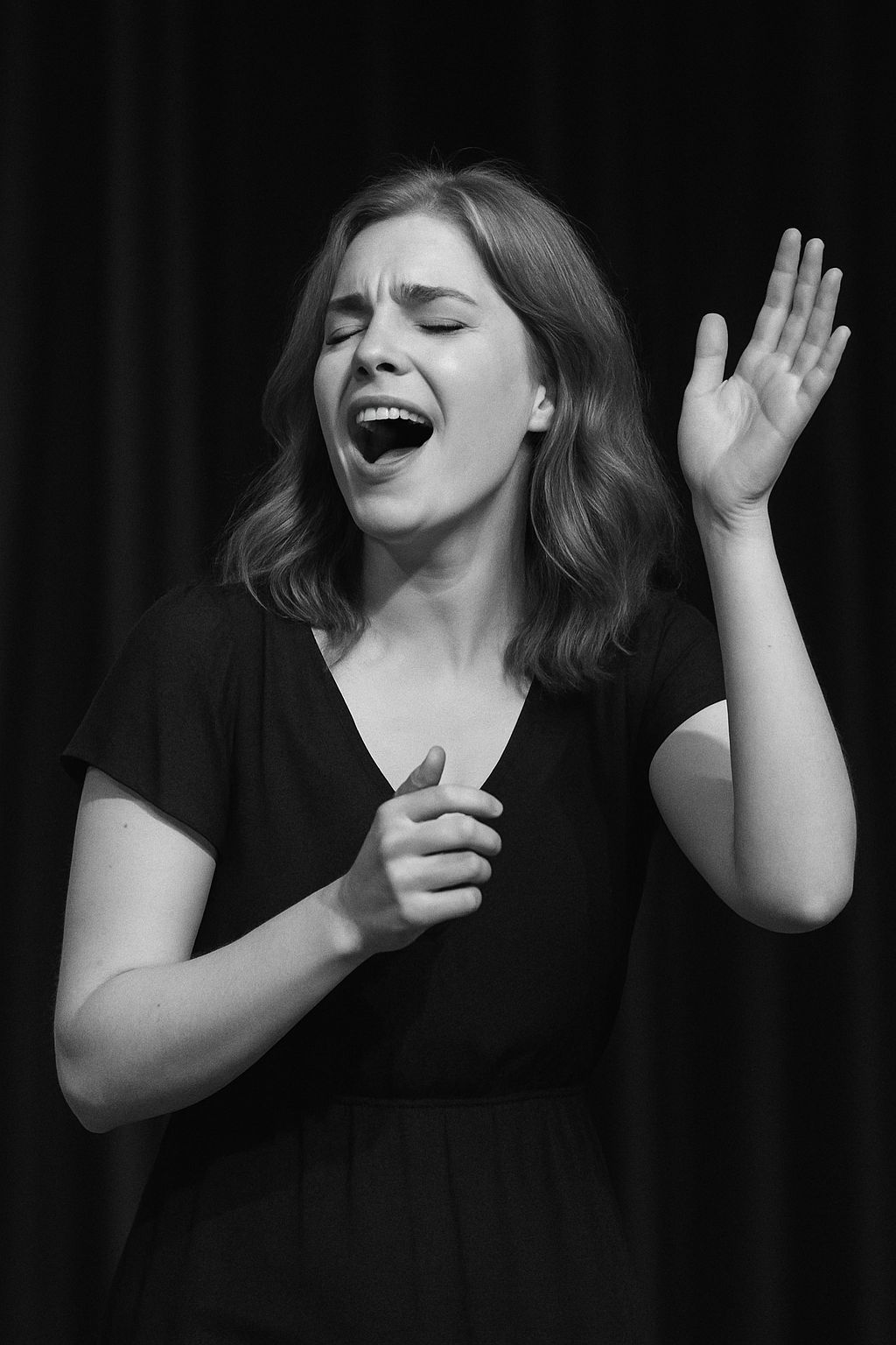 Chanteuse en noir-blanc copie